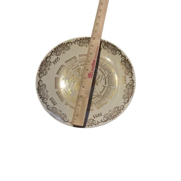 1955 Calendar Plate Floral Designs Windmill Dish Birth Year Dutch Celebration - Picture 6 of 8